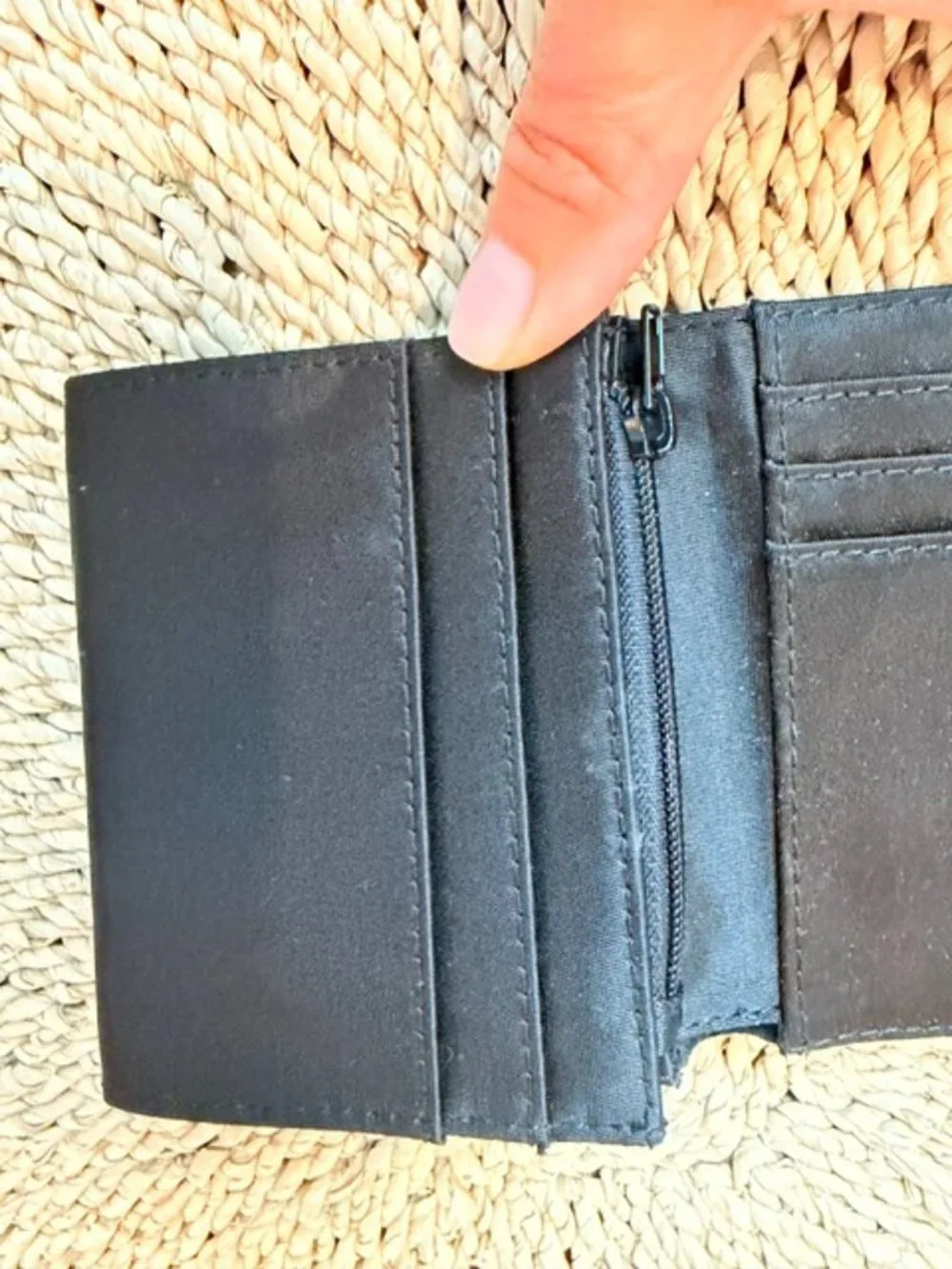Vintage Kate Spade Black Nylon Trifold Compact Wallet